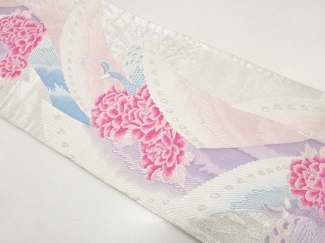 JAPANESE KIMONO / FUKURO OB / WOVEN PEACOCK & PEONY